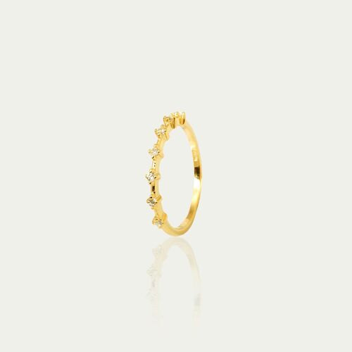Ring mit 7 Mini Zirkonia, Gelbgold vergoldet
