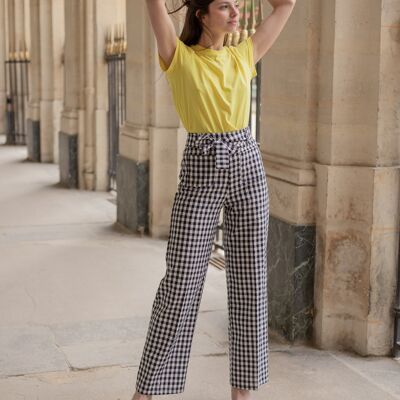 Wide gingham pants