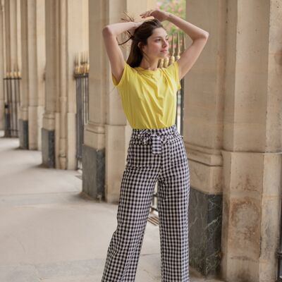 Wide gingham pants