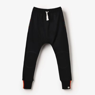 Pantalon de jogging en jersey biologique avec patch aux genoux - Noir