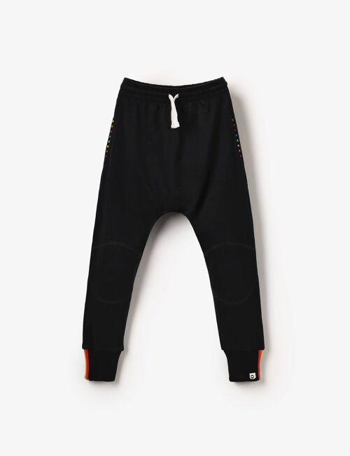 Organic Knee Patch Jersey Joggers - Black Ink 2
