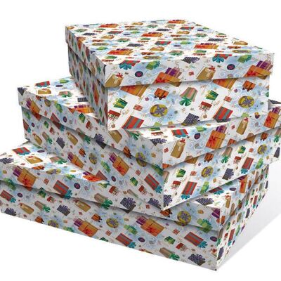 Set mit 3 rechteckigen Geschenkboxen