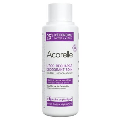 ACORELLE Eco-Refill Deodorante Roll-on Organico Certificato Speciale per Pelli Sensibili - 100ml