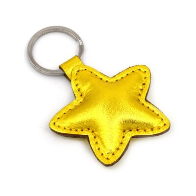 Porte-clés en cuir fait main Golden Star