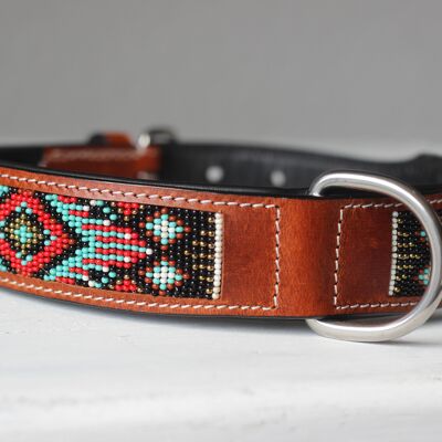 Leather collar real AZTEK - L