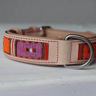 Leder Halsband PINK MASSAI - XL