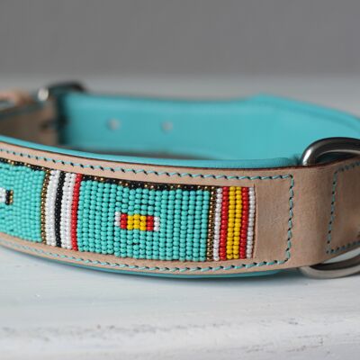 Leder Halsband MINT MASSAI - L