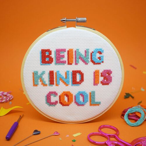 BEING KIND IS COOL' CROSS STITCH KIT
