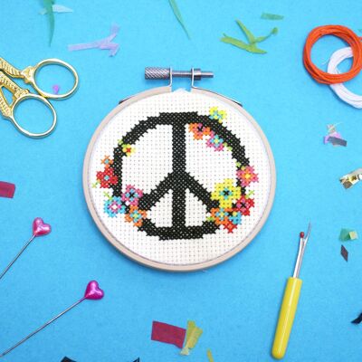 Kit de mini point de croix "Peace and Love"