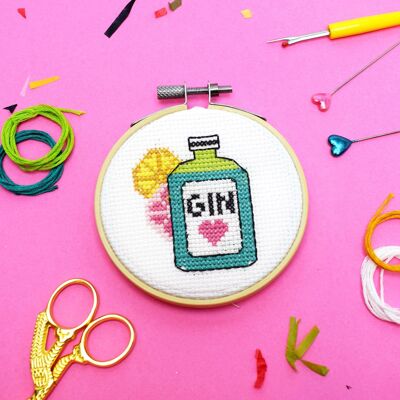 Mini kit de punto de cruz Gin Time'