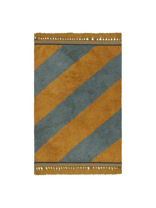 Rug Tim Petrol - stripe - blue - brown