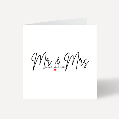 Carte de félicitations de mariage Mr et Mrs