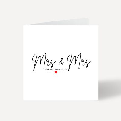 Carte de félicitations de mariage Mme et Mme