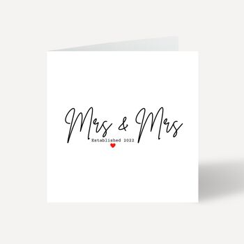 Carte de félicitations de mariage Mme et Mme