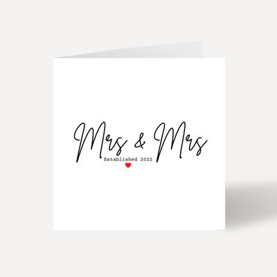 Mrs and Mrs Wedding Congratulations Card