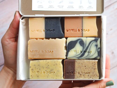 Myrtle & Soap Geschenkset mit 6 natürlichen Mini Seifen