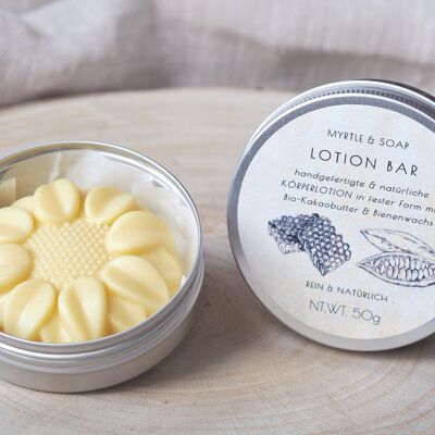 Ganz natürliche LOTION BAR mit Bio-Kakaobutter, Körperlotion in fester Form