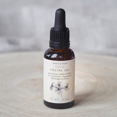 Absolutely natural FACE OIL with jojoba oil, argan oil & rose geranium