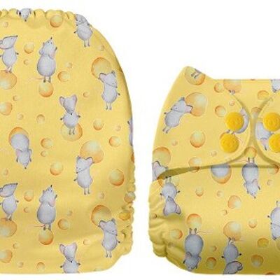 Mama Koala One Size Pocket Diaper - Mice and Cheese