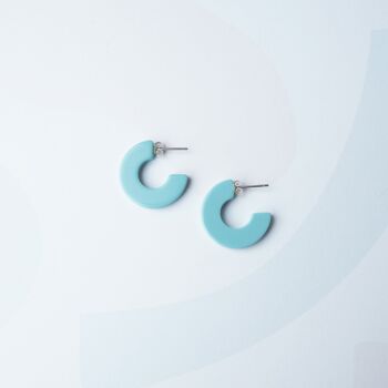 Boucles d’oreilles Lux Mini Hoop - jolies boucles d’oreilles cerceau en résine d’acétate bleu 4