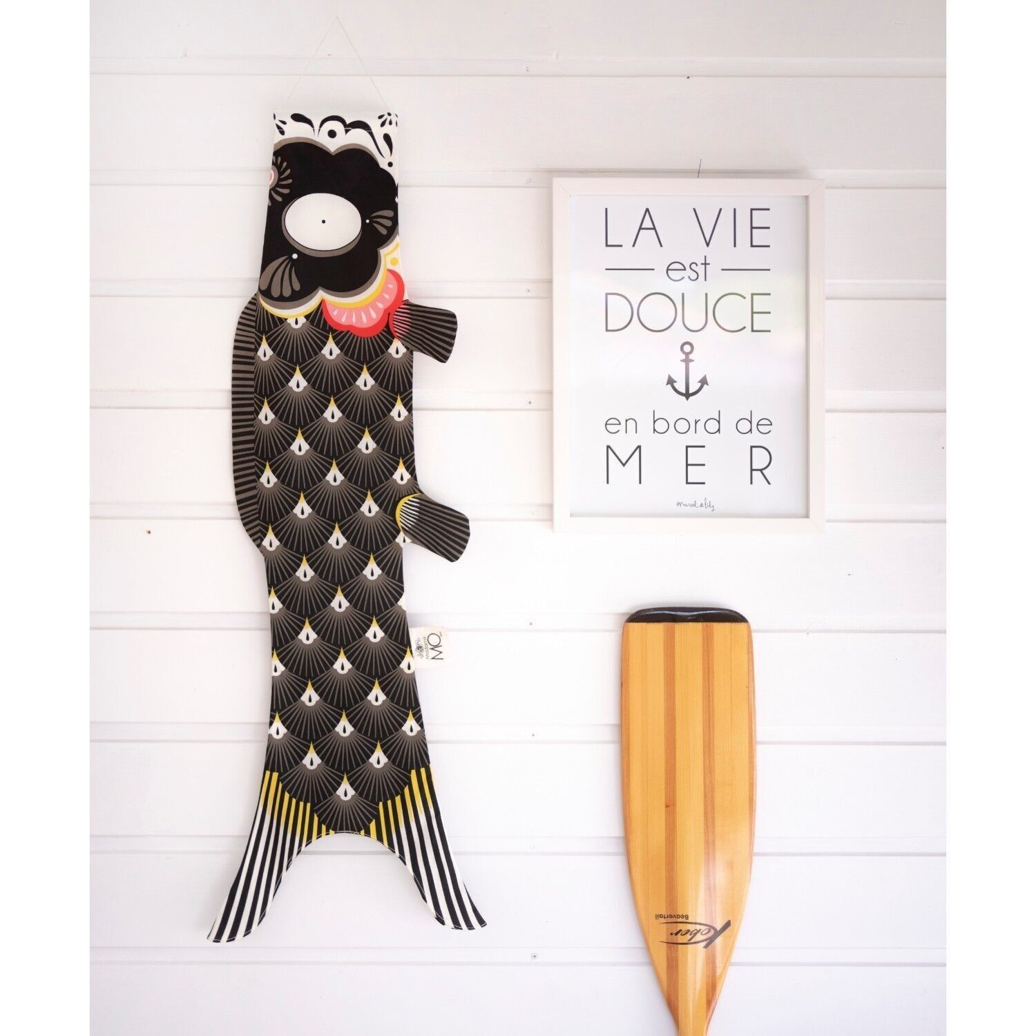 Koinobori Papa Koi (M) 6 pezzi di decorazione murale per interni ed esterni