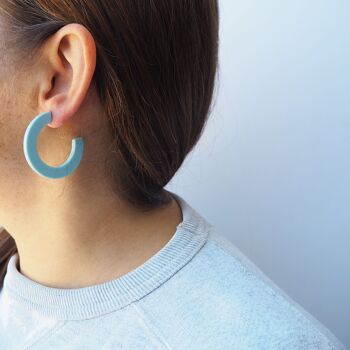 Boucles d’oreilles Lux Midi Hoop - jolies boucles d’oreilles en résine d’acétate bleue 6