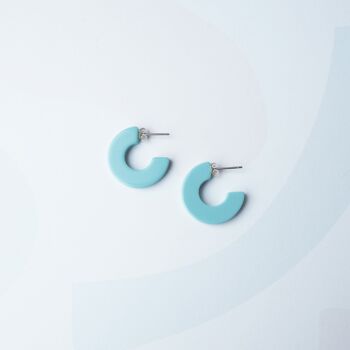 Boucles d’oreilles Lux Mini Hoop - jolis cerceaux en résine d’acétate bleu pâle 5