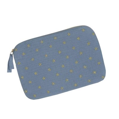 Cotton gauze pocket square with multiple stars Light blue