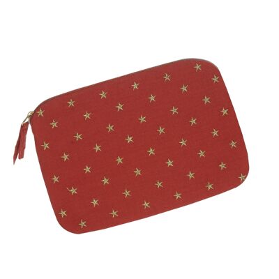 Cotton Gauze Pouch Multiple Stars Red