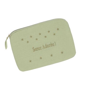 Pochette en Gaze de coton Soeur Adorée ! Beige 2