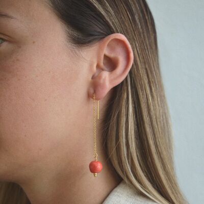 Boucles d'oreilles longues en céramique rouge Cala light