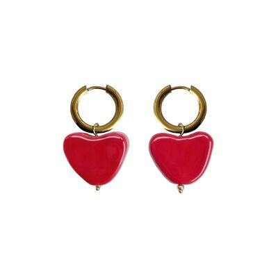 Light ceramic heart hoop earrings Mina various colors