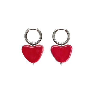 Pendientes cerámica ligeros corazón aro Mina colores-OTOÑO