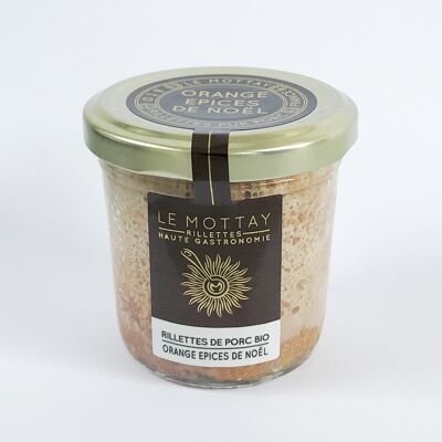 Organic pork rillettes with candied orange and Christmas spices (Le Mottay)