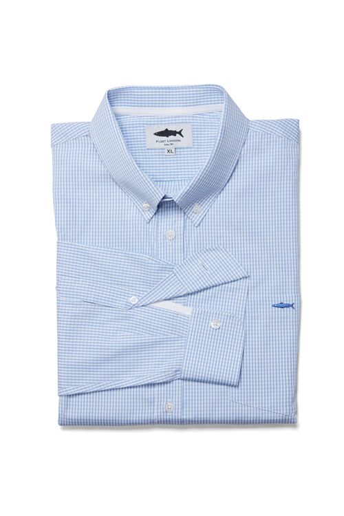 Blue Check Shirt in 100% cotton poplin