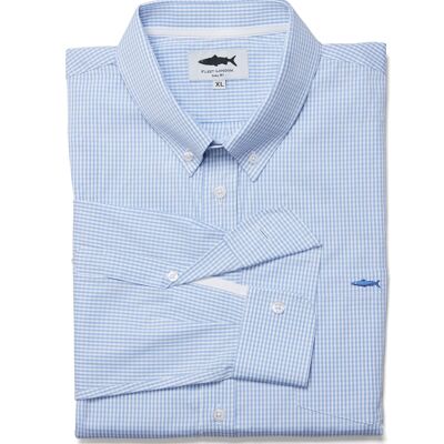 Camicia Blu a quadri in popeline di cotone 100%.