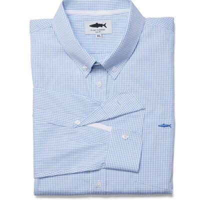 Camisa Azul Cuadros en popelina 100% algodón