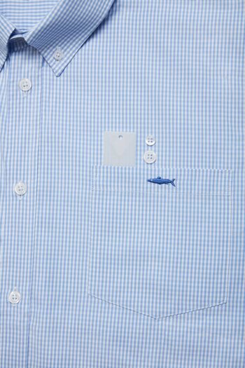 Chemise à carreaux bleue en popeline 100% coton 2