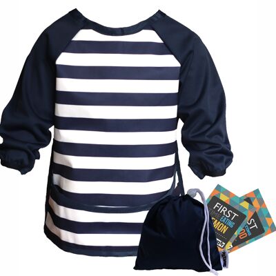 Snazzy Kid® Waterproof Long Sleeve Bib Free Baby Milestone Cards and Travel Bag - Navy