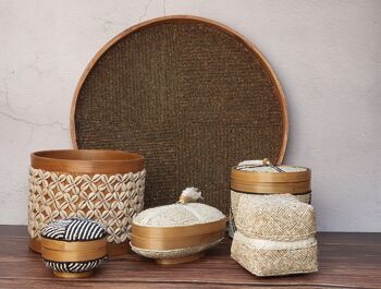 Grand panier balinais en bambou coquillages 5