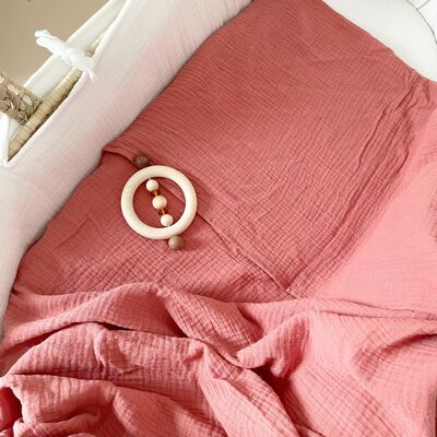 Lightweight baby blanket maxi swaddle - Terracotta gauze