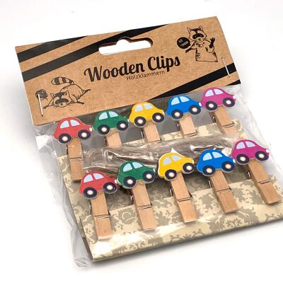 coche clip de madera