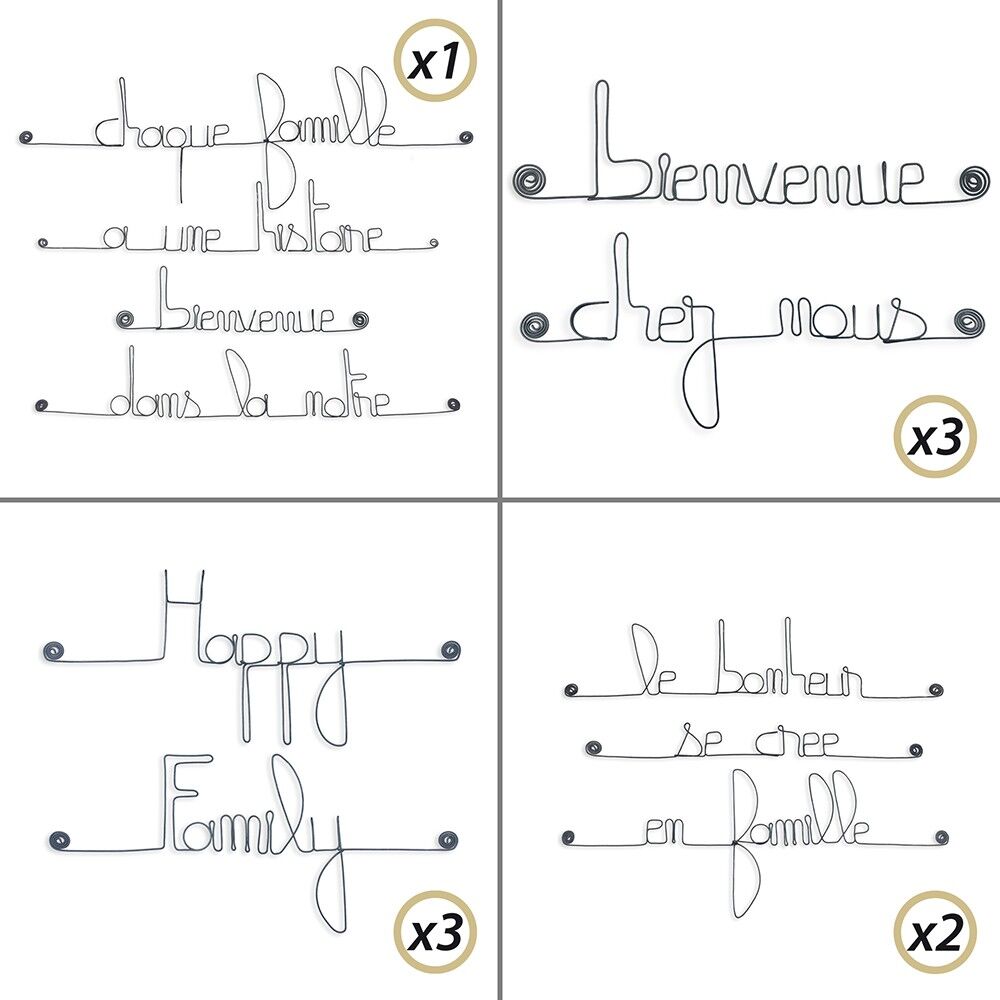 Decoración de pared con alambre - 10 % de descuento Paquete de implementación: FAMILIA - para fijar - Joyas de pared