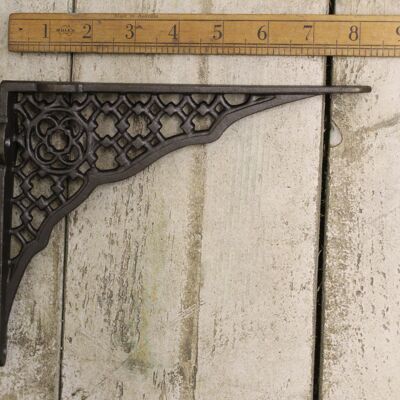 Shelf Bracket JALI LATTICE Cast Ant Iron 7" x 8.5"