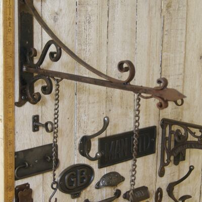 Sign Hanging Bracket with Chains Pub Hand Forged 12" x 14"