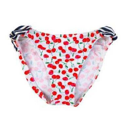Brunette bikini bottoms with cherry patterns