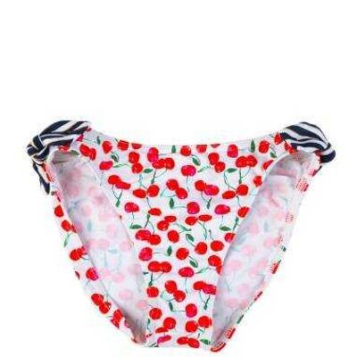 Brunette bikini bottoms with cherry patterns