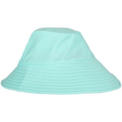 Chapeau anti UV bébé et enfant fille Moana turquoise revers fleur