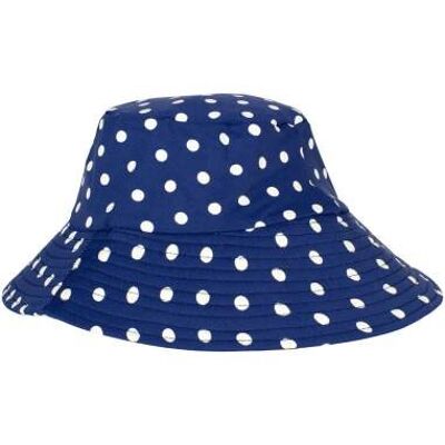 Cappello anti-UV per bambina e bambina Marinella colore blu navy a pois bianchi
