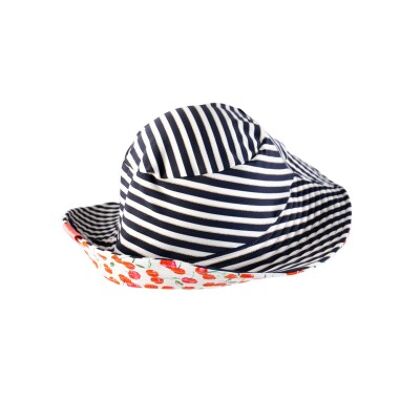 Brunette striped and cherry sun protection hat